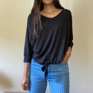 Black mixed material top